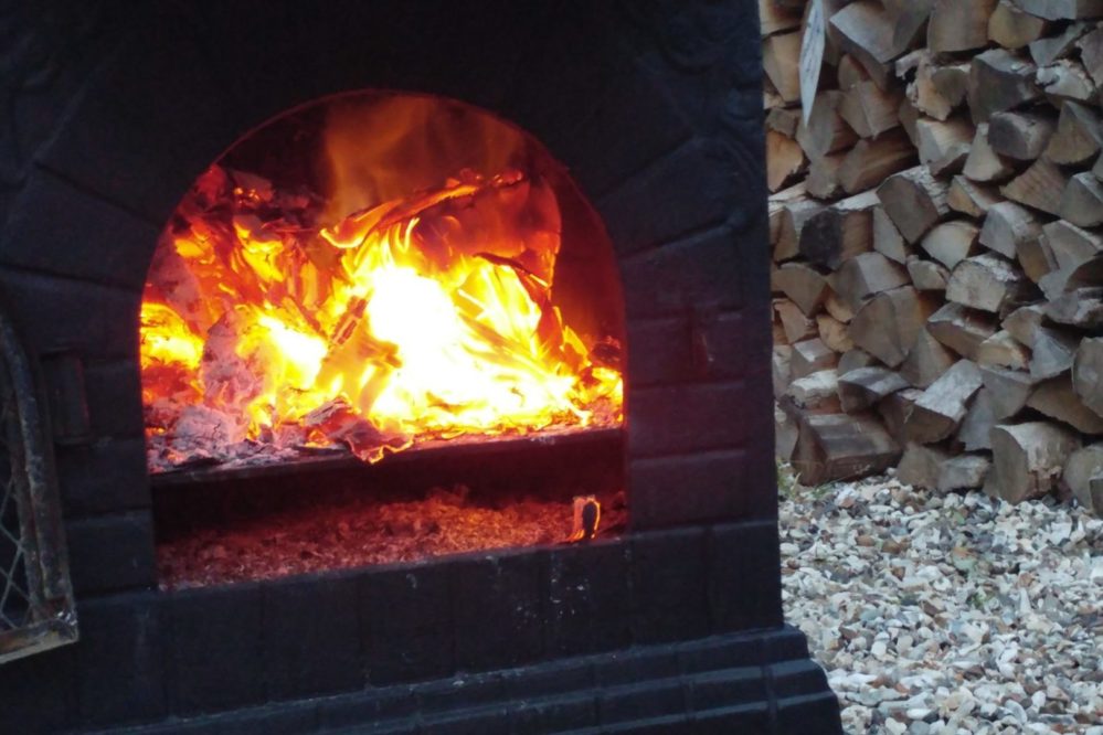 The Studio @ Pevensey Bay - Cast Iron Chiminea - to keep warm at night time in the courtyard area